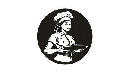 Chef Serving Dish, Black and White