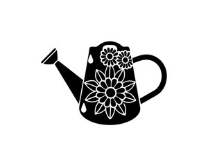 Obraz premium creative details Watering Can with Flowers Icon vector illustration 