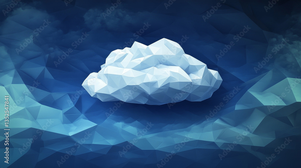 Poster cloud computing technology concept transfer database to cloud. there is a large cloud icon that stan