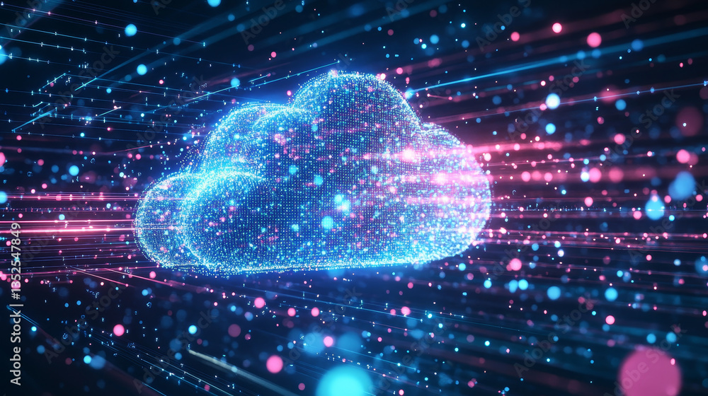 Poster cloud computing services iot big data analysis cybersecurity, futuristic and technology artificial i