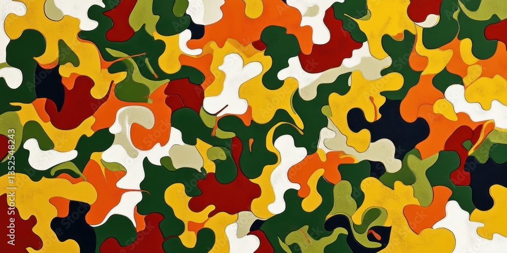 Poster Colorful abstract shapes create a repeating pattern across the background