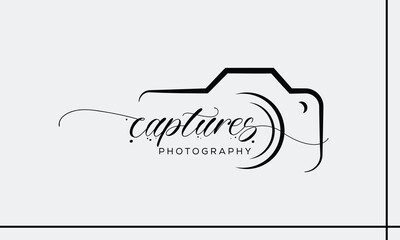 camera logo, photography logo, modern signature logo icon vector template