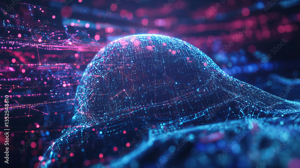 Poster artificial intelligence ai. future technology concept visualization. big data transmission connectio