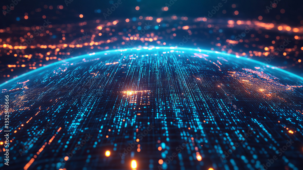 Poster artificial intelligence ai. future technology concept visualization. big data transmission connectio