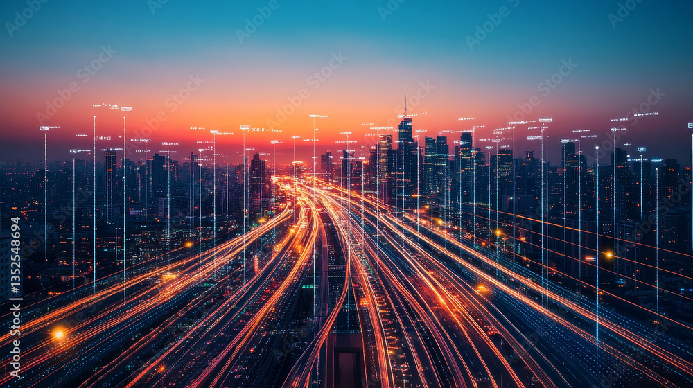 Poster technology ai internet of thing, network background 3d illustration rendering, data deep learning, r