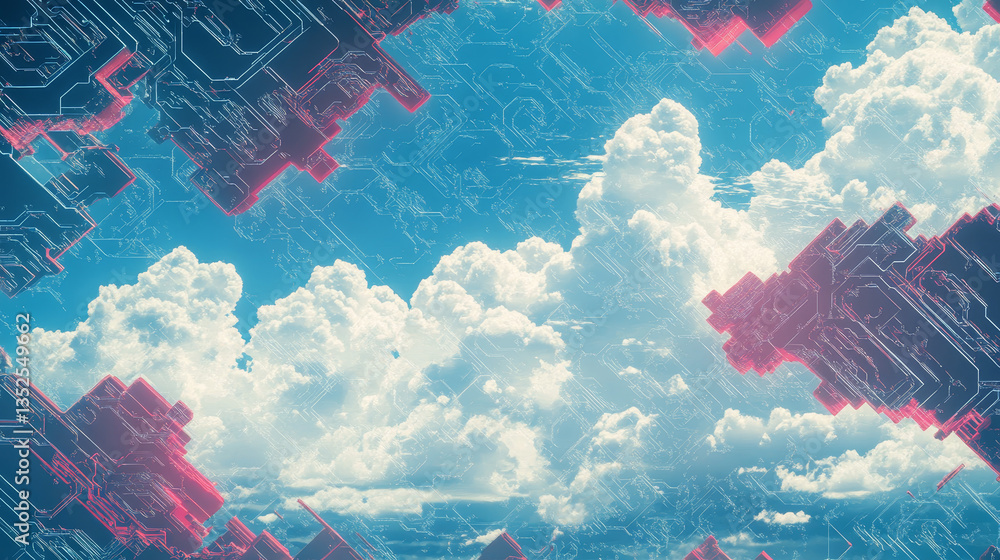 Poster digital cloud computing using artificial intelligence. futuristic technology internet and big data 5
