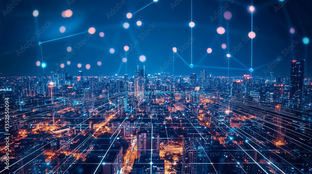 Poster smart city of cloud computing using artificial intelligence. futuristic technology internet and big 