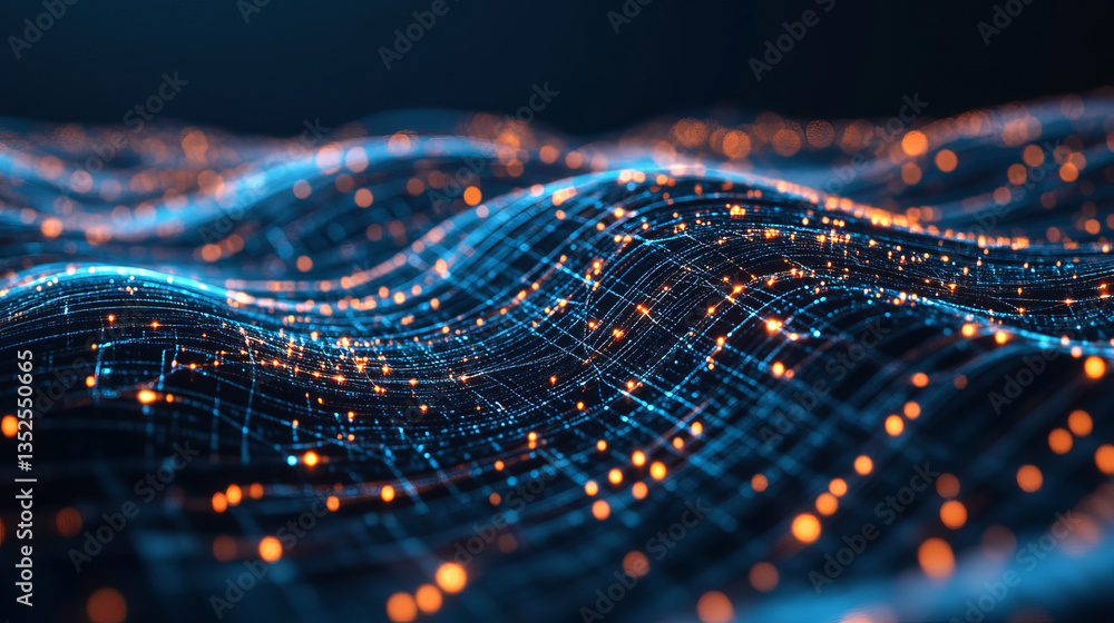 Poster artificial intelligence ai future technology concept visualization. big data transmission connection