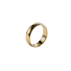 a gold-colored band ring with a smooth, shiny finish. The ring is a simple, classic design, featuring a rounded profile and a smooth surface.  with transparent background
