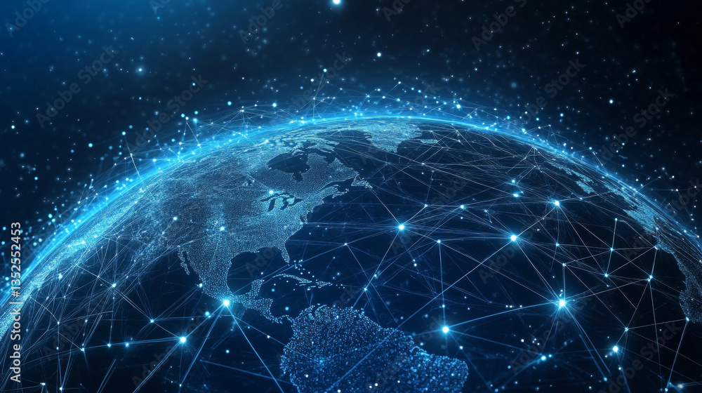 Poster connecting people icon on the internet. global network connection. technology digital data network a