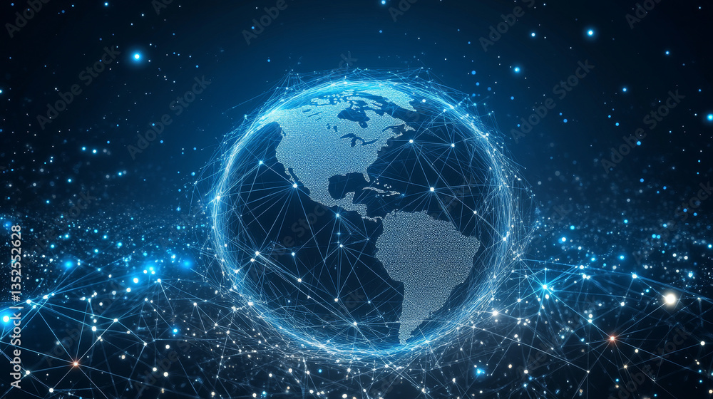 Poster connecting people icon on the internet. global network connection. technology digital data network a