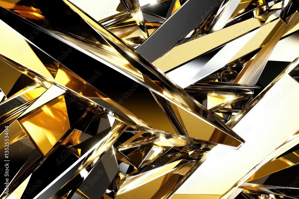 Poster abstract image showing sharp geometric shapes reflecting and refracting light