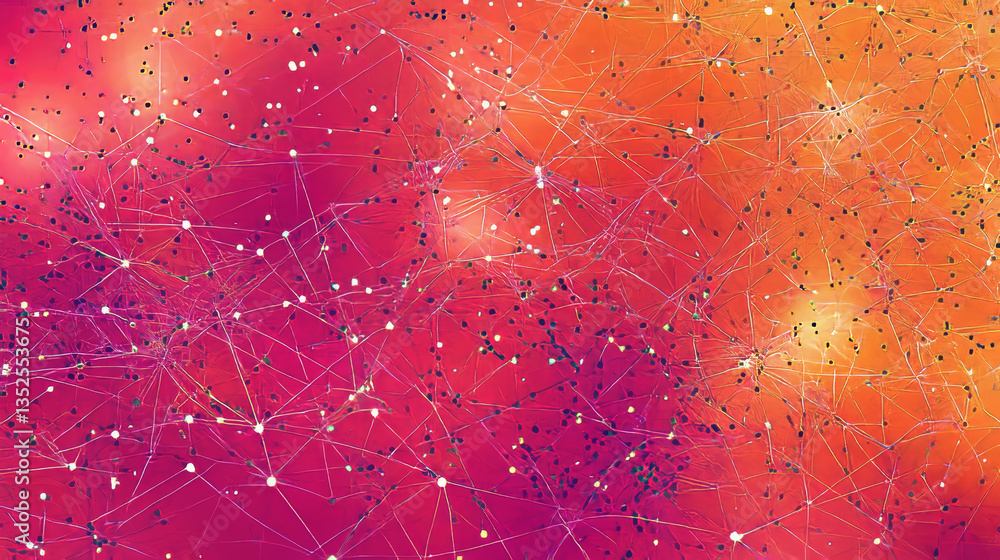 Poster technology network data connection with lines and dots, digital abstract background concept.