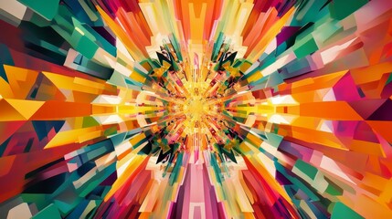Geometric colorful explosion emanating from a central point.