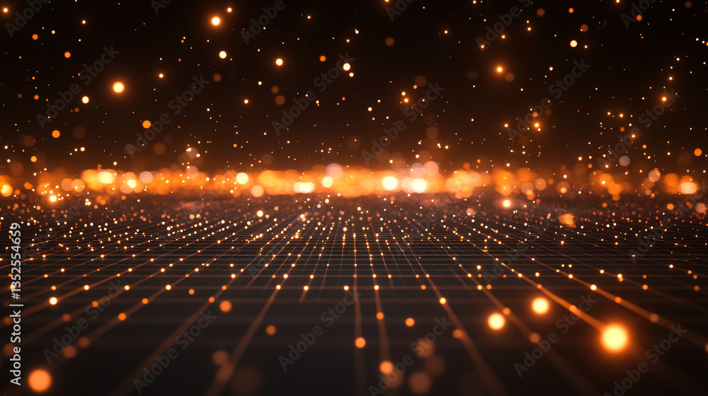 Poster technology digital abstract background, digital matrix particles grid virtual reality abstract cyber