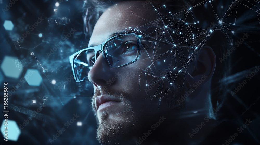 Poster abstract concept of digital technology and online cybersecurity data protection. polygon internet ne