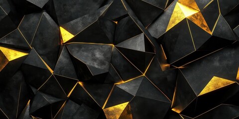 Geometric abstract background with illuminated edges and dark textured surfaces