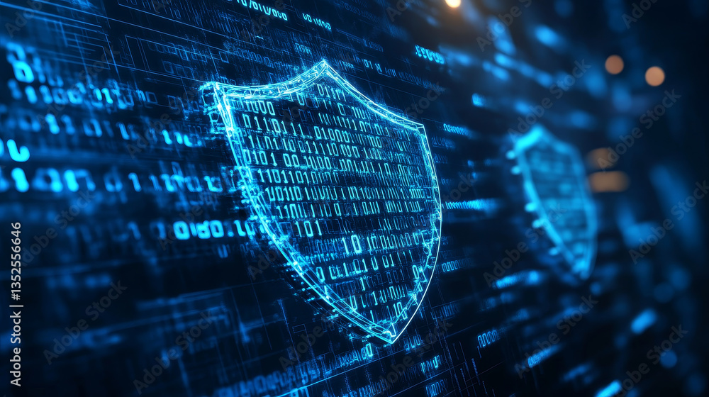 Poster digital technology concept cyber security data protection internet network connection. the prominent