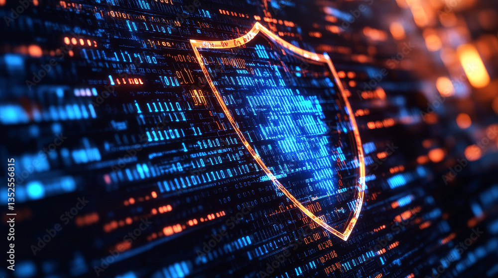 Poster digital technology concept cyber security data protection internet network connection. the prominent
