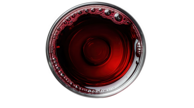 Red Wine in a Glass Top Down View