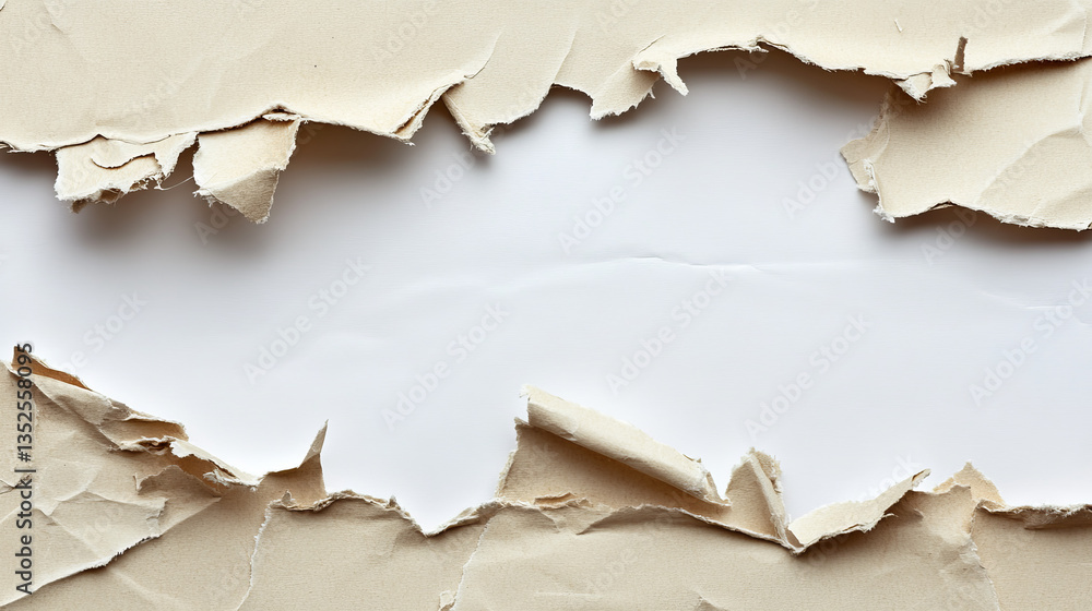 Poster vector set of various holes torn in paper with rolled edges isolated on transparent background