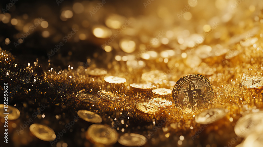 Poster bitcoin blockchain crypto currency digital encryption, digital money exchange, technology global net