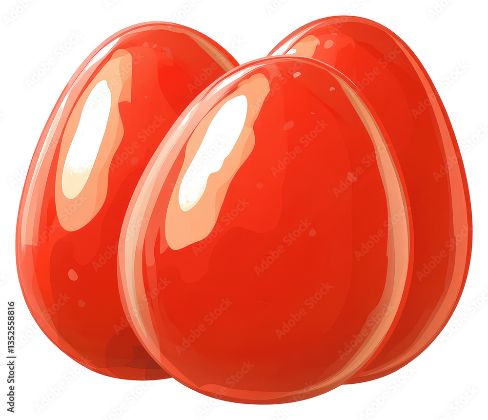Aufkleber three shiny red objects resembling eggs are displayed closely together