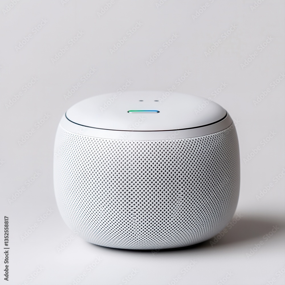 Poster minimalist smart speaker with soft curves and modern design for home or office use with touch contro