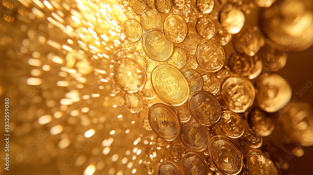 Poster bitcoin blockchain crypto currency digital encryption, digital money exchange, technology global net