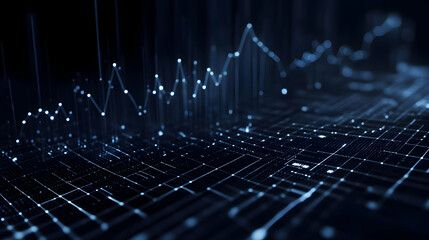 Naklejka premium Data visualization of digital waveforms illustrating technology trends and analytics insights at night