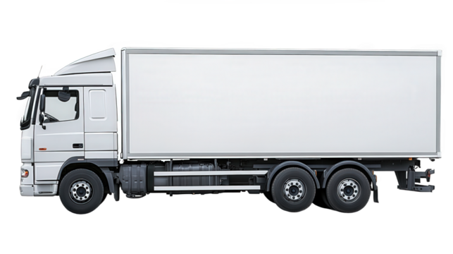 Modern White Delivery Truck Profile View