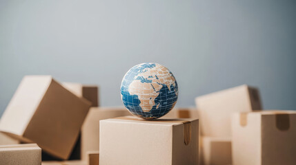 Flat vector illustration backgrounds set. International delivery and worldwide postage. Emailing and online shopping. Envelope and package.