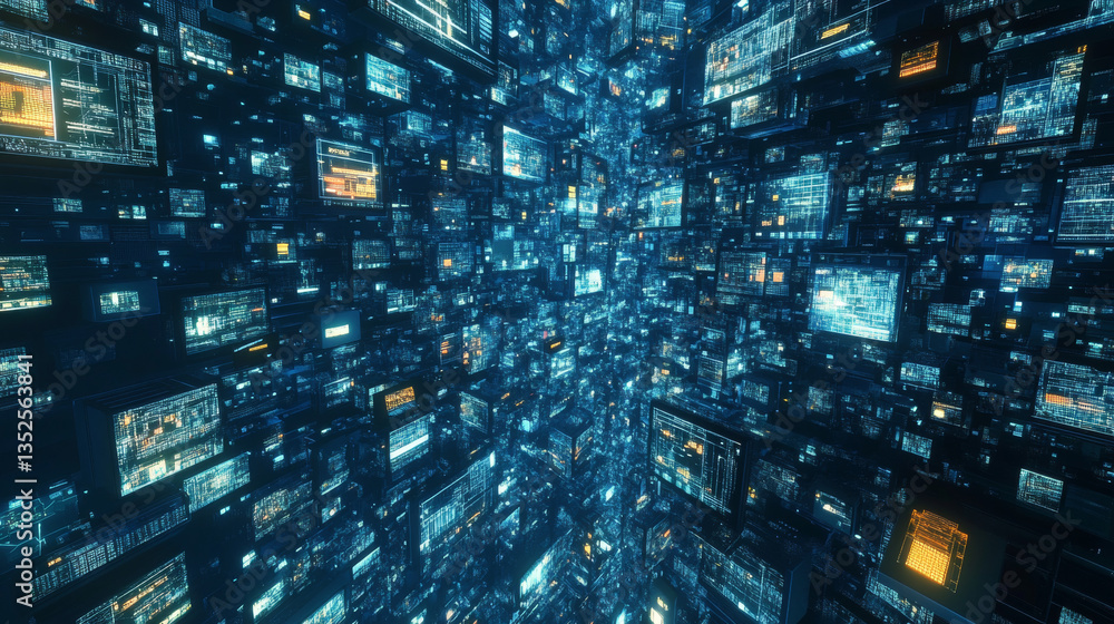 Poster big data collection technology concept it is a powerful computing system that can handle huge amount
