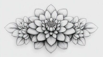 Elegant Monochrome Floral Arrangement: A Detailed Pencil Sketch of Dahlias and Leaves