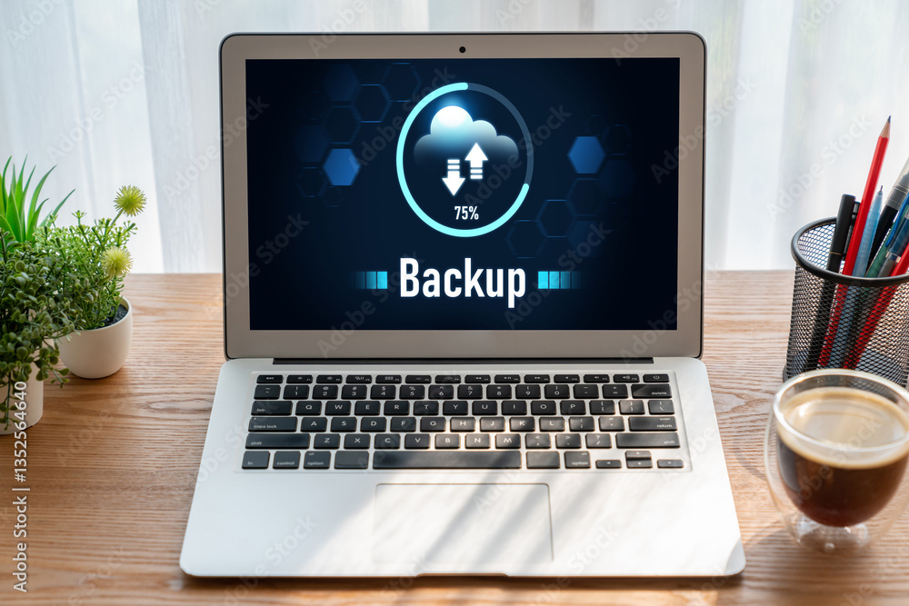 Poster backup storage data internet technology business concept. database storage cloud technology file dat