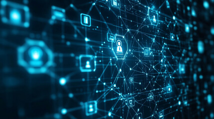 Shield Icon of secure data network, Cyber security and information network protection, Future technology network for business and internet marketing concept.