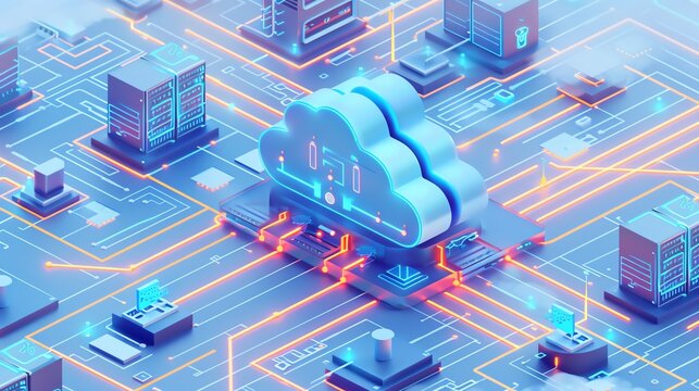 Virtual Server Center with Isometric Details