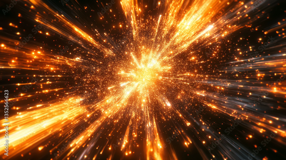 Poster digital cyberspace with particles and digital data network connections. high speed connection and da