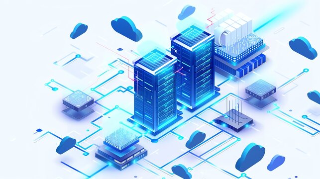 Digital Technology Concept with Server Racks