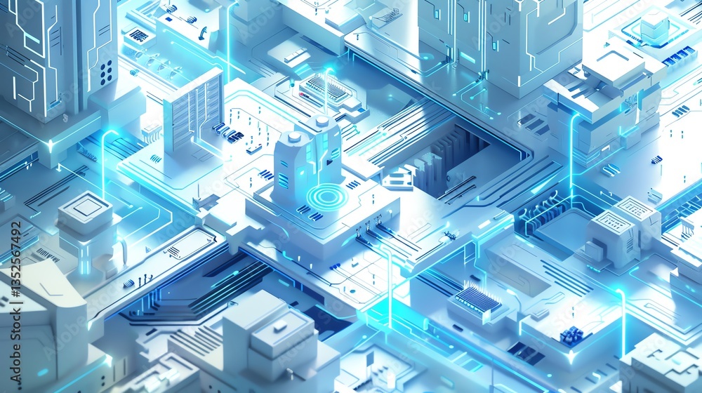 Poster modern cloud technology environment in vector