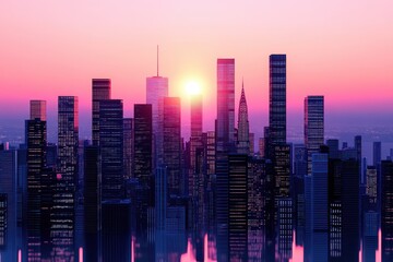 Obraz premium A picturesque metropolitan cityscape silhouetted during a colorful sunset