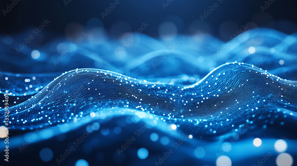 Poster abstract wave technology background. connection structure. big data visualization and business. inte