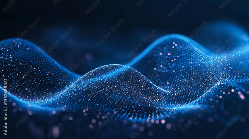 Poster abstract wave technology background. connection structure. big data visualization and business. inte