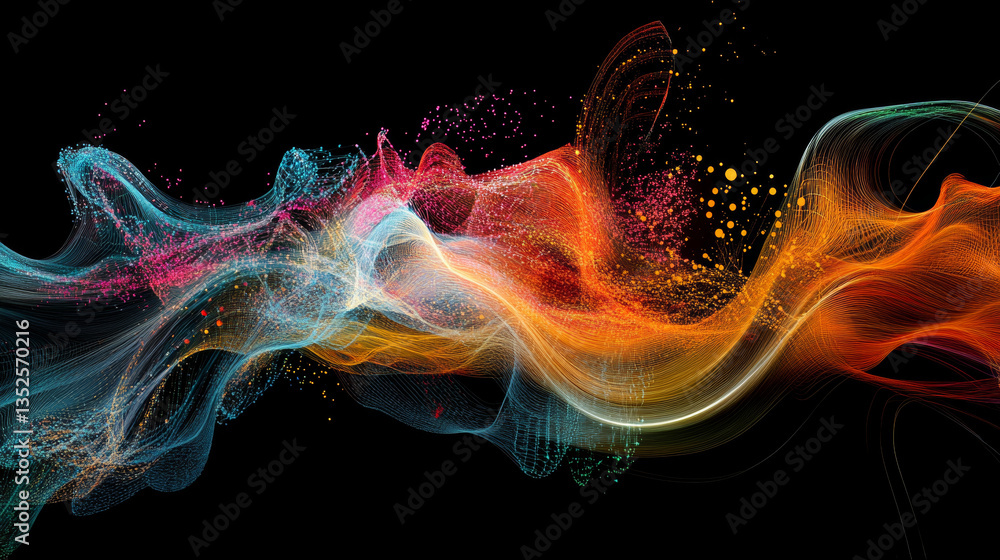 Poster abstract wave technology background.connection structure.big data visualization and business .
