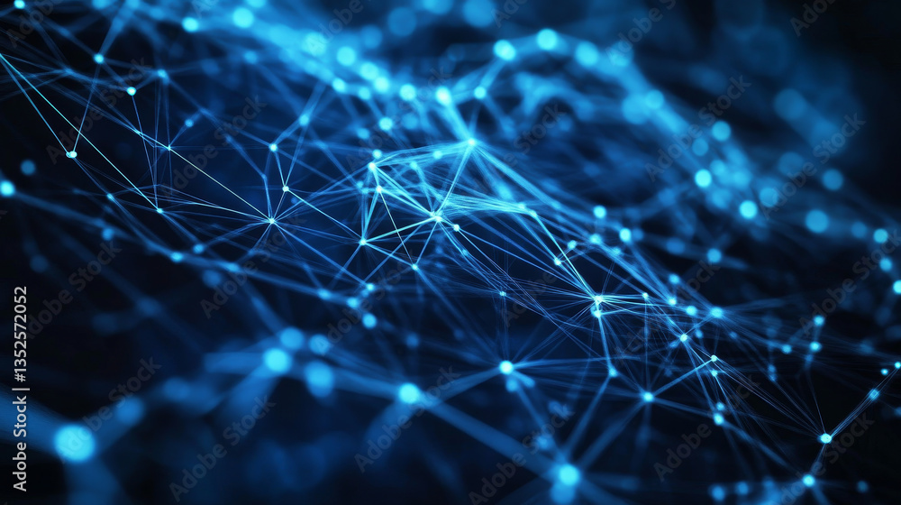Poster digital data network with lines and dots connection, technology network and social connection abstra