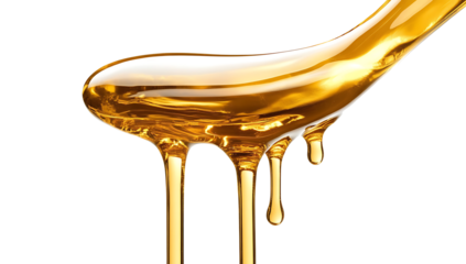 honey dripping liquid syrup isolated on white background