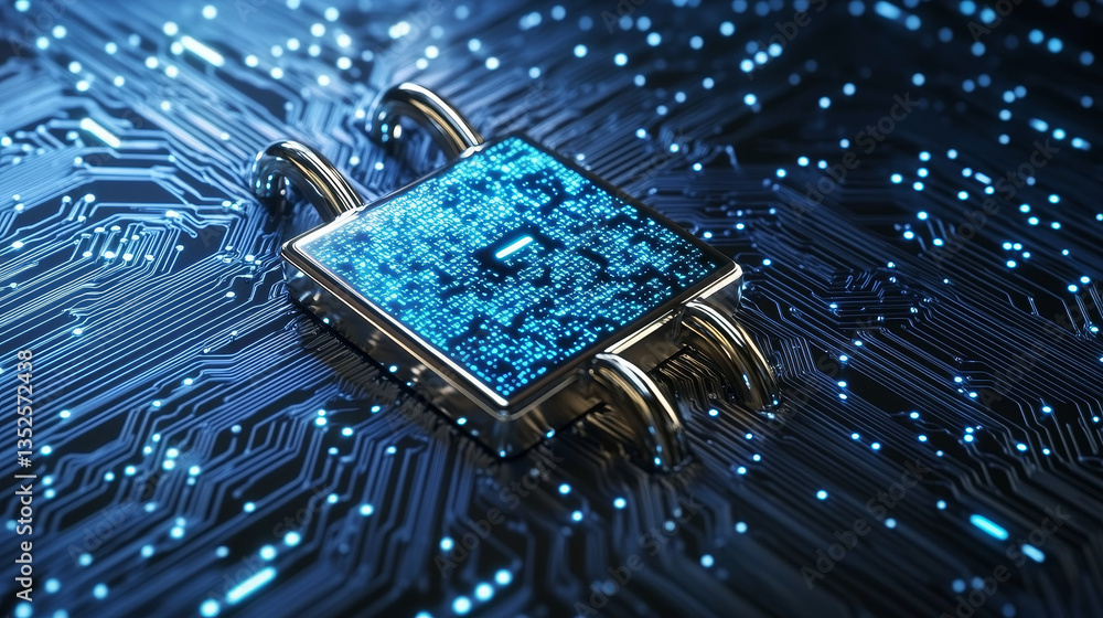 Poster digital technology abstract concept and online cybersecurity data protection. internet communication