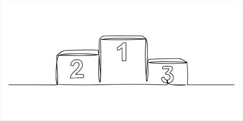 sports podium An illustration of a sports podium featuring three prize positions, representing first, second, and third place winners. The artwork is created using a continuous single line art.