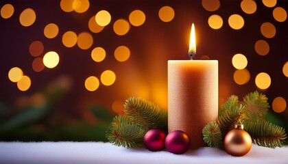 burning advent candle abstract christmas background first advent sunday vertical upright format with copy space