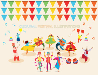 Cultural festival illustrations capture the vibrant essence of celebrations, traditions, and artistic expressions from diverse cultures around the world. 